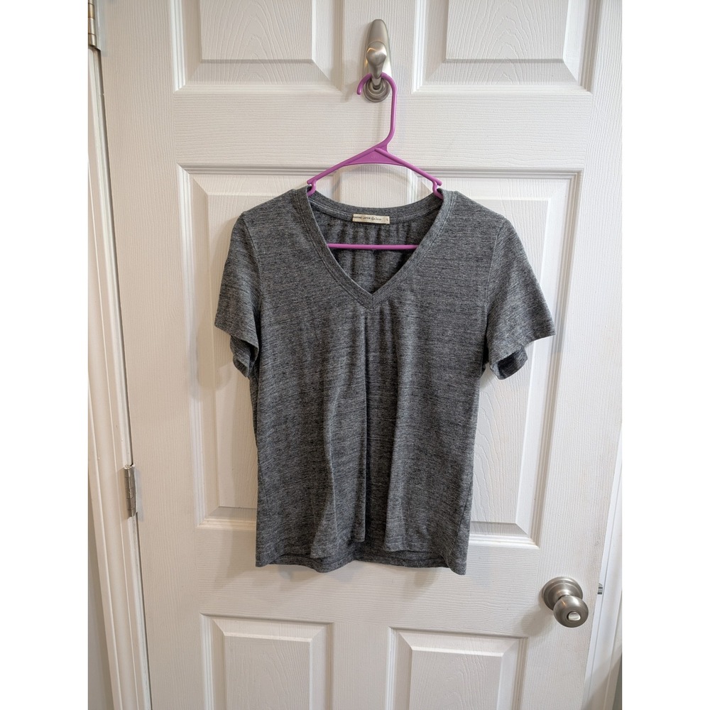 Marine Layer Women's Respun Charcoal Grey V Neck T Shirt - Size L